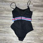 Jessica Simpson Women's Black Moderate Cover Ribbed/Belt One Piece Swimsuit sz L Photo 2
