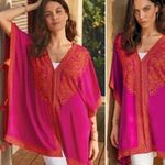 Soft Surroundings Catalpa Topper Embroidered Tunic Kimono Shawl Kaftan Beaded Photo 0
