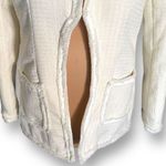 SheIn Cream Tweed Open Front Collarless Blazer Jacket Metallic Detail Size XL Photo 2