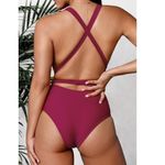 Cupshe Red Burgundy Deep V Neck One Piece Swimsuit Photo 1