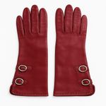 Neiman Marcus Vintage Burgundy Leather Gloves Size 7 Double Buckle Trim Photo 0