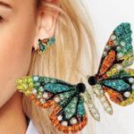 Multicolor rhinestone colorful Butterfly stud earrings Green Photo 1