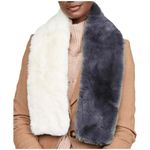 APPARIS ROXANNE Faux Fur Scarf Two Tone Gray Ivory Carbon Cozy Soft Slit OS NWT Photo 2