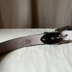 Vintage Western Leather Belt Embroidered Floral Scroll Buckle Brown Silver L Size L Photo 3