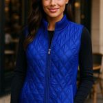 Fresh Produce Fresh Quilted Zip Vest Royal Blue Streetwear Casual Preppy Classic Layer Photo 0
