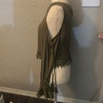 Lulus  Crochet Cold Shoulder Side Tie Top M Olive Green Boho Fairycore Festival Photo 2