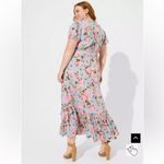 Torrid ‎ Maxi Stretch Challis Pintuck Tiered Dress Blue Pink Floral Size 2 2X Photo 3