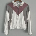 Zyia Active Cream Block Soft Full Zip Hoodie Retro Colorblock Size XS Athleisure Photo 3