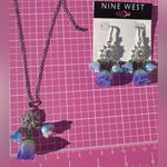 Nine West 2pc set necklace + earring blue gradient Morning Glory crystal paved Photo 2