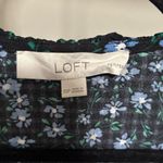 Loft  Black and Blue Floral Ruffled Longsleeve Blouse size XS Petite Photo 4