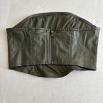 Wild Fable Women's  Olive Green Faux Leather Strapless corset Crop Top S Photo 2