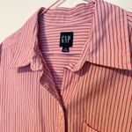 Gap  Collared Button Down Oversized Shirt Dress Pink Red Stripes Womens L Tall Photo 2