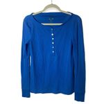 C. Wonder Women’s Blue Ribbed Henley Long Sleeve Top Size M Size M Photo 1