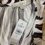 Loft  Striped Wide Leg Jumpsuit White Pink Brown Sleeveless Flowy Medium NWT Photo 4