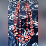 Vintage Uganda Paper Beads Multi Strand Necklace 24” Red Photo 1