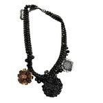 Black & silver chunky rhinestone floral statement necklace and sequin black bang Photo 10