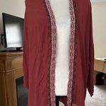Artesia Embroidered Open Cardigan Kimono Swim Cover Up Size XL Lightweight Red Photo 6