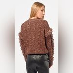 Greylin Anthropologie  Doga Fringed Marled Sweater in Coffee L Photo 4
