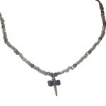Artisan dragonfly necklace clear beads silver Photo 4