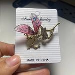 Cute New B.J. Golden Crystal Fairy Angel With Sparkly Acrylic Wings Pin Brooch Multiple Photo 4