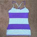 Lululemon Power Y Striped Athletic Tank Top Logo Women Purple Teal 6 Photo 1