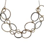 Double Strand Hammered Ring Loops Chain Link Adjustable Necklace Photo 2
