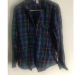 Victoria's Secret  Women’s Green Plaid Button Up Pajama Shirt Pj  Sleep Top Sz L Photo 1