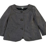 Ann Taylor Black White Dot Suit Blazer 3 Button Puff Sleeve Jacket - 4 Photo 0