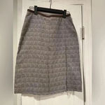 Banana Republic  Brown White Cotton Lined Zip Pencil Skirt Front Pleat Size 2 Photo 0