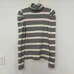 Veronica Beard  Cedar Navy Ivory Striped Puff Sleeve Pima Cotton Turtleneck XS Photo 2