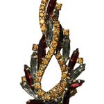 Juliana Amber Rhinestones Twisted Style Brooch With Prong Setting Vintage Orange Photo 1