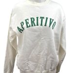 Departure Aperitivo Cream Long Sleeve Crew Neck Pullover Sweatshirt Top Size M Green Size M Photo 0