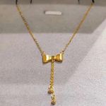 Bow Pendant Necklace for Women Gold Photo 1