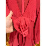 For Love & Lemons Flamingo Pink Tarta Print Long Sleeve Mesh Feminine Dress Photo 3