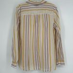 Loft Mustard Yellow Stripe Popover Top Lightweight Beachy Long Sleeve Size L Photo 5