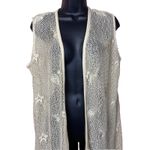 Gold Mesh One Size Duster Swim‎ Cover Up Open Front Sleeveless Seashell Resort Photo 1