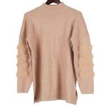 Cliche Mockneck Camel Fur Detail Sweater Medium Photo 0