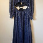 DELFI Sz Small Cerise Blue Gold Metallic Cut Out Long Sleeve O Photo 6