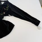 Quacker Factory  Black Velvet Floral Embroidery Rhinestones Button Shirt Size 3X Photo 9