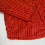 Vintage hand Knit cable knit turtleneck Sweater Fisherman Core C33 Red Photo 2