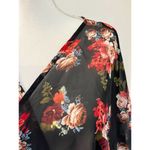 Floral Sheer Black Floral Lightweight Short Sleeve Cardigan Women’s Size Medium Photo 2