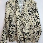 Babaton Aritizia Animal Print Long Sleeve V-neck Blouse Size Small Photo 0