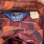 Woolrich Vintage Woman Rust Brown Blue Plaid Collared Long Sleeve Shirt S/M Photo 5