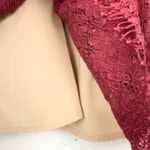 Anthropologie Maeve Womens Burgundy Lace Blouse Double V-Neck Size Small Photo 7