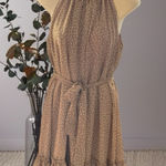 Taylor Brown Polka Dot Backless Dress Tan Size 4 Photo 0