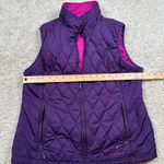 LL Bean Quilted Vest Purple Pink Reversible Full Zip Pockets Women M Petite Size M Photo 4