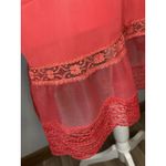 Vintage 50s 60s Red Sz 36 Nightgown Tulle Lace Trim Peignoir Slip Dress Snowdon Photo 4