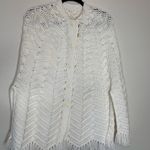 Handmade Vintage  Poncho 70s OSFM White Button Front Photo 8