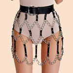 Black and Silver Chain Skirt Belt Photo 0
