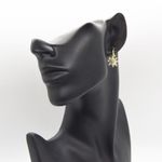 Crystal Flower Earrings – Gold Hoop with CZ Daisies, Sparkling Floral Jewelry Photo 2